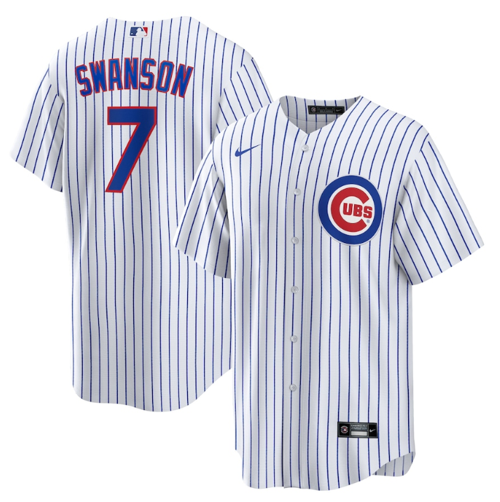 Men's Chicago Cubs #7 Dansby Swanson White Cool Base Stitched Baseball Jersey Men's Chicago Cubs #7 Dansby Swanson White Cool Base Stitched Baseball Jersey
